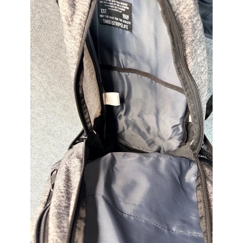Adidas Threestripelife Backpack Gray Heather Black School Gym Travel Bag - Picture 7 of 7